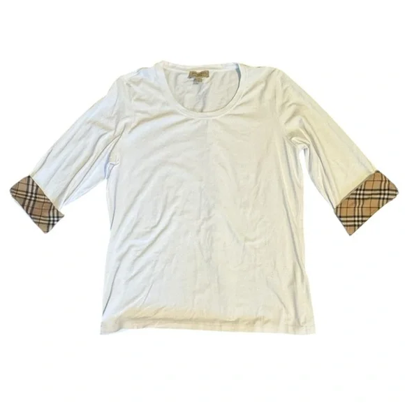 Burberry London White Crew Neck Long Sleeve T-Shirt Sz XL - Picture 2 of 5